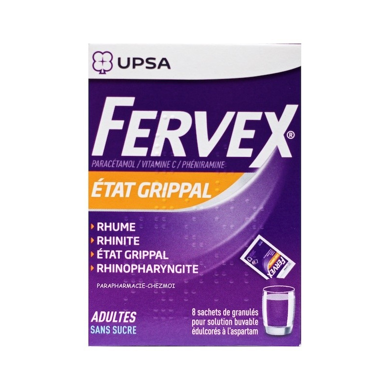 Buy Fervex sugar-free 8 sachets online in the US pharmacy.
